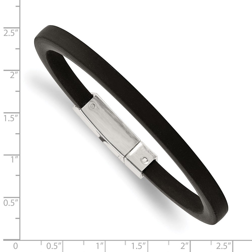 Edelstahl Chisel Poliert Schwarz Gummi 8.5 Zoll Armband