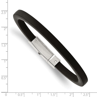 Edelstahl Chisel Poliert Schwarz Gummi 8.5 Zoll Armband