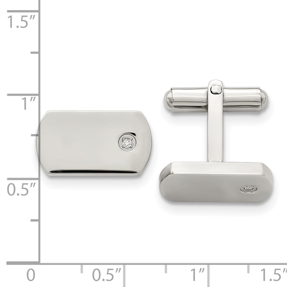 Edelstahl Chisel Poliert.03 Karat Diamant Manschettenknöpfe