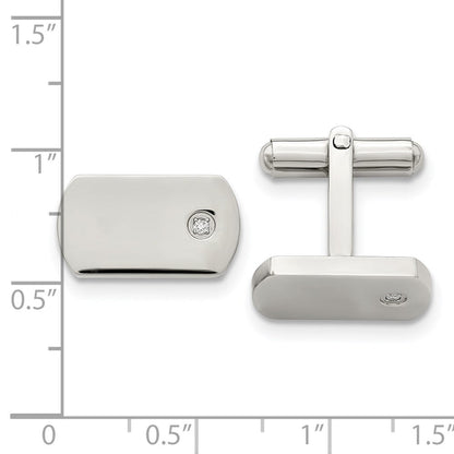Edelstahl Chisel Poliert.03 Karat Diamant Manschettenknöpfe