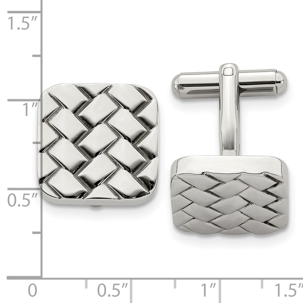 Edelstahl Chisel Poliert Weave Design Manschettenknöpfe