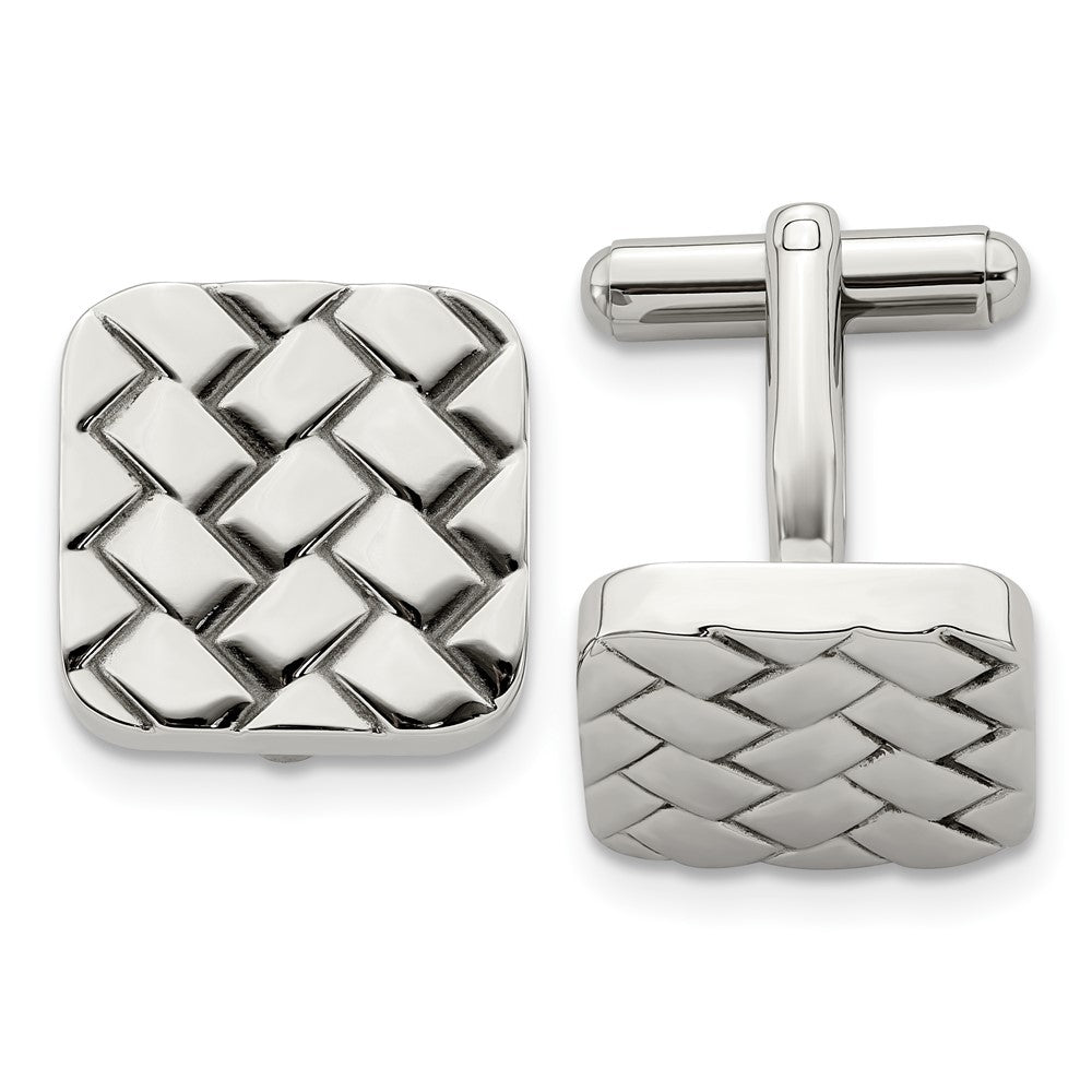 Edelstahl Chisel Poliert Weave Design Manschettenknöpfe