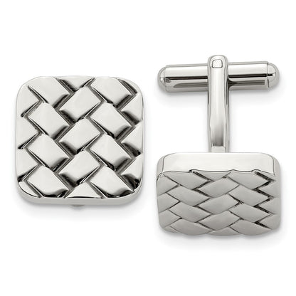 Edelstahl Chisel Poliert Weave Design Manschettenknöpfe