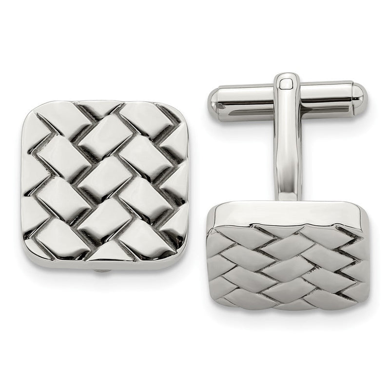 Edelstahl Chisel Poliert Weave Design Manschettenknöpfe