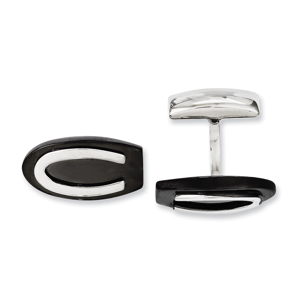 Edelstahl Schwarz Ip-beschichtet Oval Manschettenknöpfe