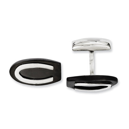 Edelstahl Schwarz Ip-beschichtet Oval Manschettenknöpfe