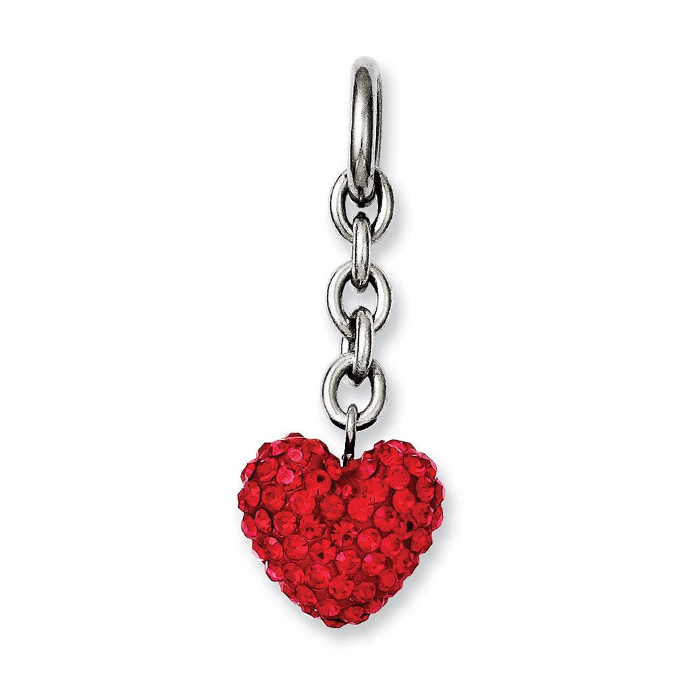 Edelstahl Rot Zirkonia Herz Interchangeable Charm Anhänger
