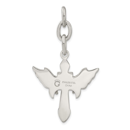 Edelstahl Antikisiert Flügel mit Kreuz Interchangeable Charm Anhänger