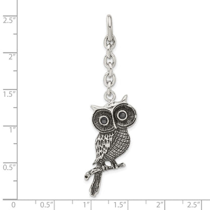 Edelstahl Antikisiert Eule mit Zirkonia Interchangeable Charm Anhänger