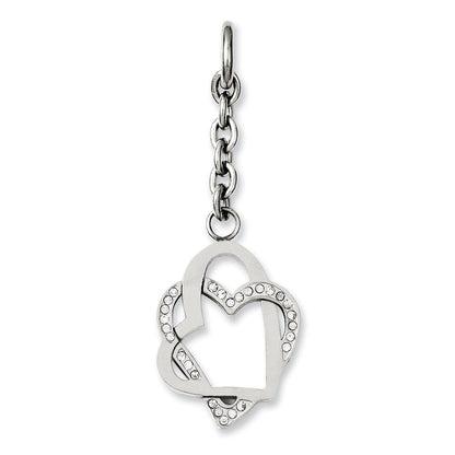 Edelstahl Doppelt Herzen mit Zirkonia Interchangeable Charm Anhänger