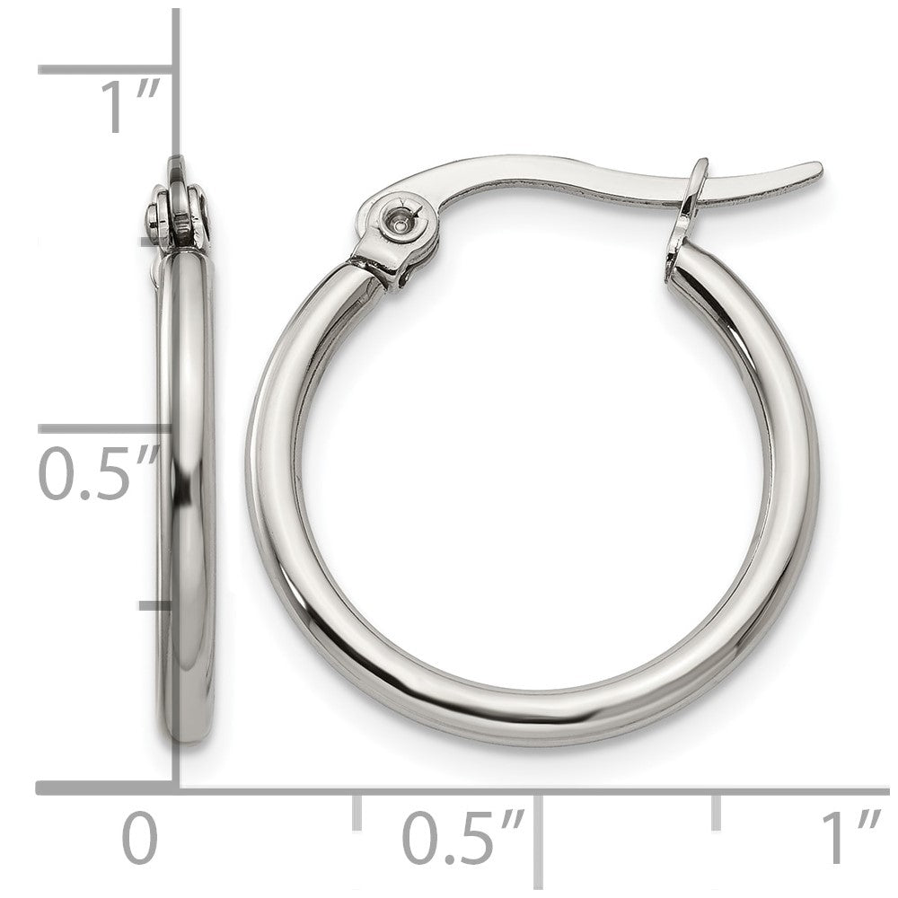 Edelstahl Chisel Poliert 19.5mm Diameter 2mm Creolen