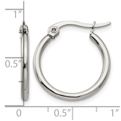 Edelstahl Chisel Poliert 19.5mm Diameter 2mm Creolen