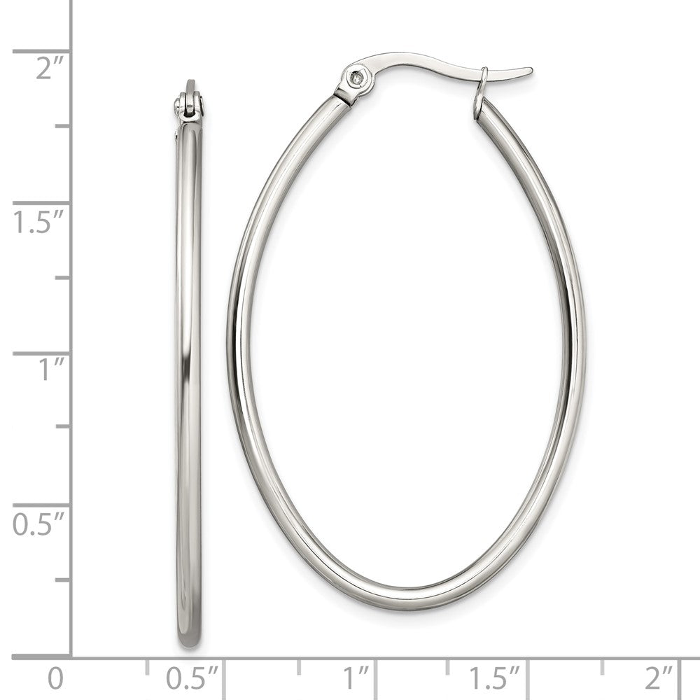 Edelstahl Chisel Poliert 30mm Diameter 2mm Oval Creolen