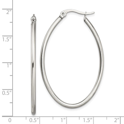 Edelstahl Chisel Poliert 30mm Diameter 2mm Oval Creolen