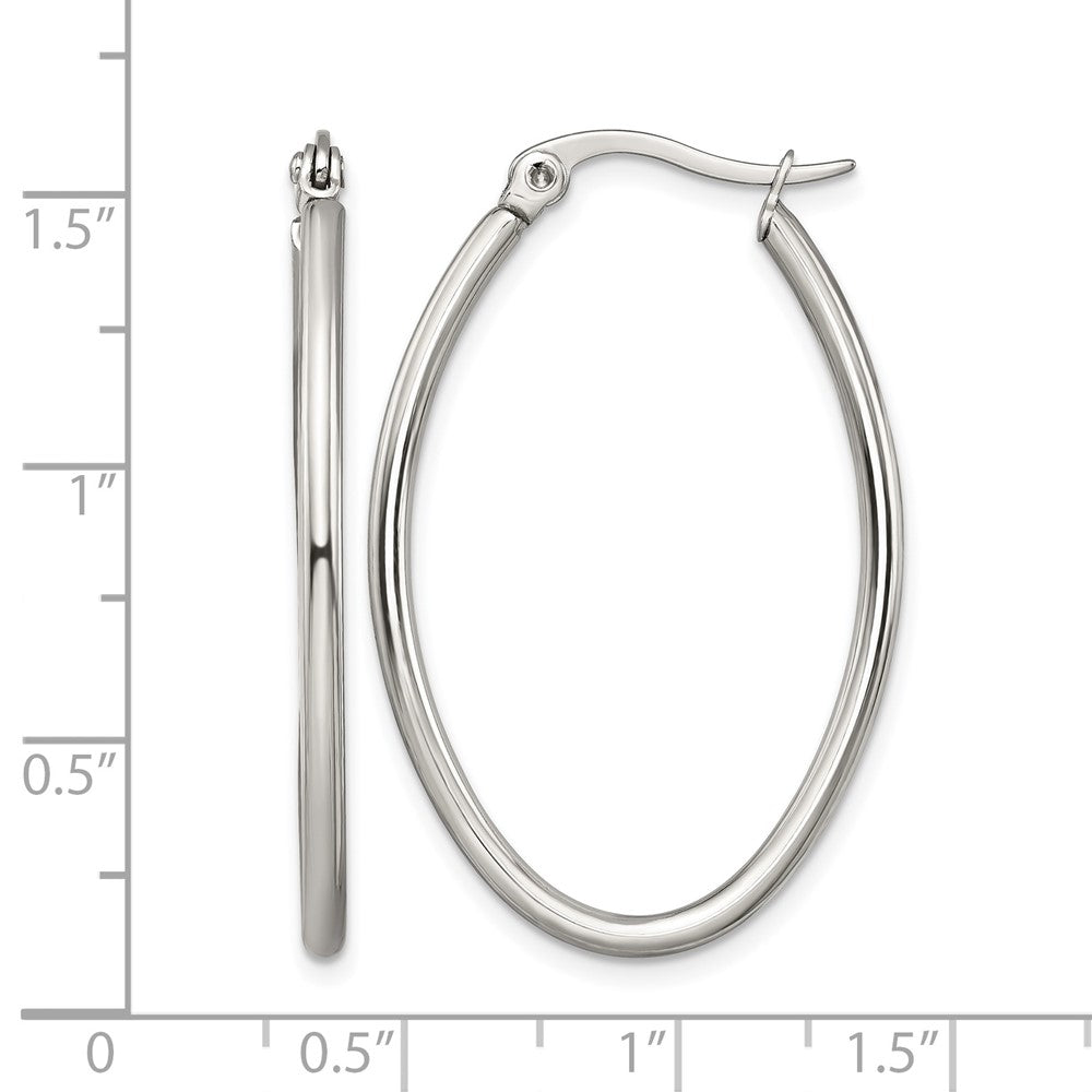 Edelstahl Chisel Poliert 25mm Diameter 2mm Oval Creolen