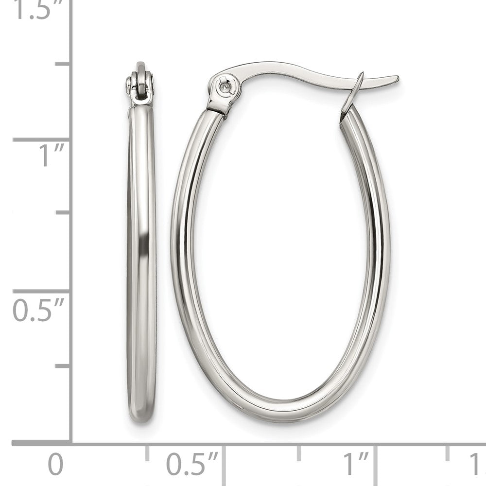 Edelstahl Chisel Poliert 18mm Diameter 2mm Oval Creolen