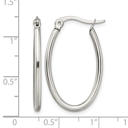 Edelstahl Chisel Poliert 18mm Diameter 2mm Oval Creolen