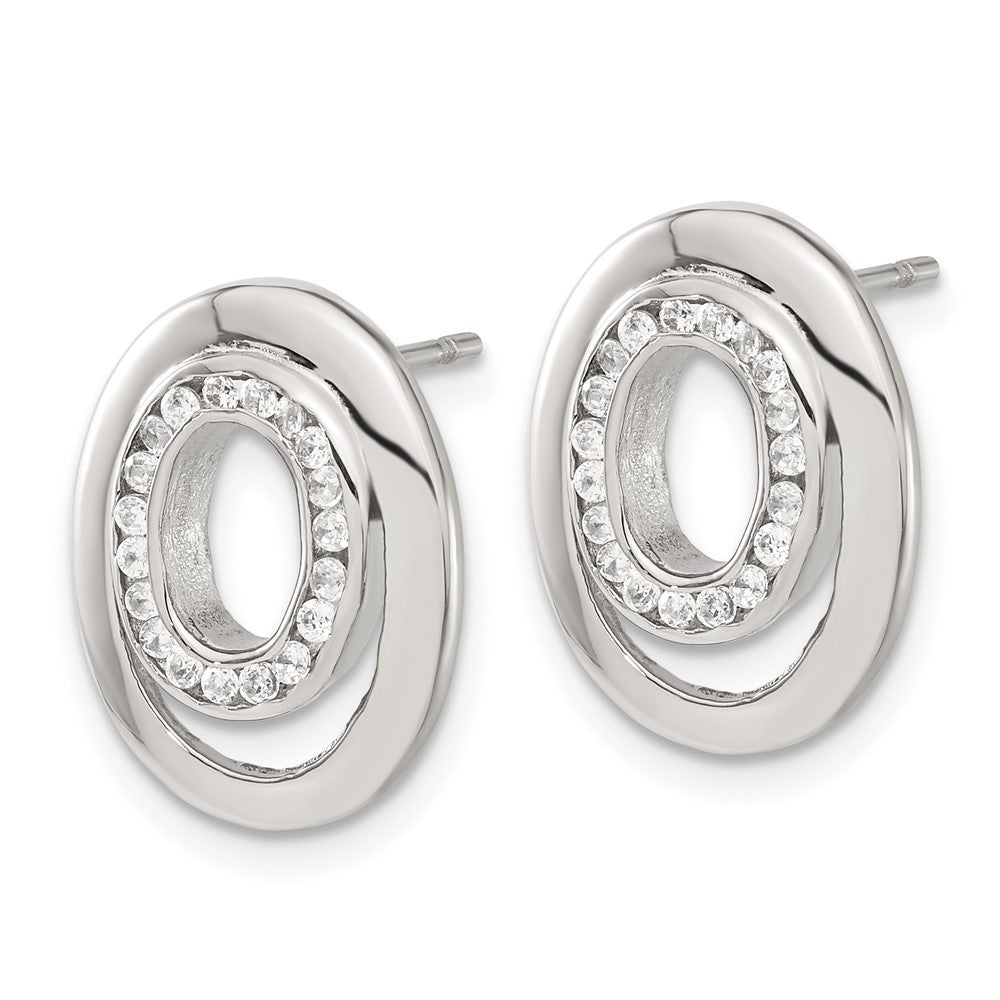 Edelstahl Zirkonia Doppelt Oval Ohrringe