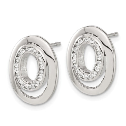 Edelstahl Zirkonia Doppelt Oval Ohrringe