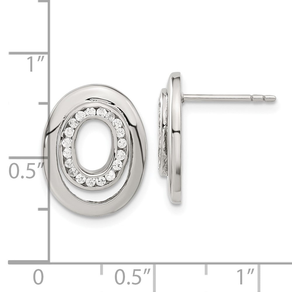 Edelstahl Zirkonia Doppelt Oval Ohrringe