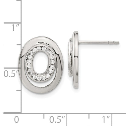 Edelstahl Zirkonia Doppelt Oval Ohrringe