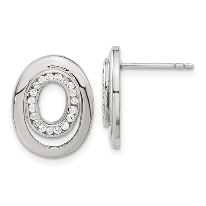 Edelstahl Zirkonia Doppelt Oval Ohrringe