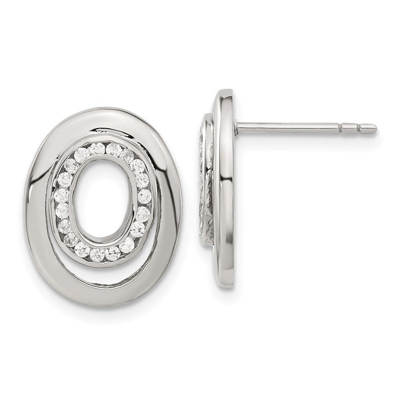 Edelstahl Zirkonia Doppelt Oval Ohrringe