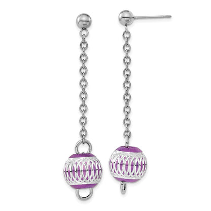 Edelstahl Lila Ip-beschichtet Diamantiert Perle Stecker Ohrhänger