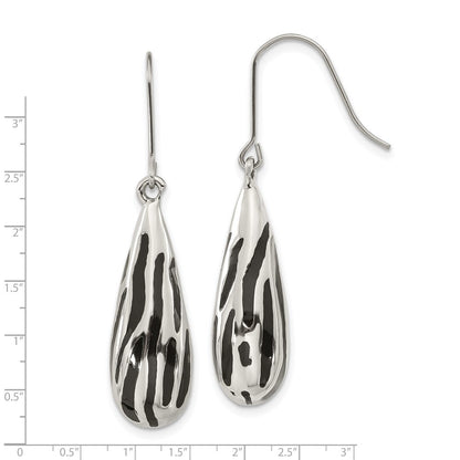 Edelstahl Schwarz Resin Striped Poliert Tropfen Ohrhänger