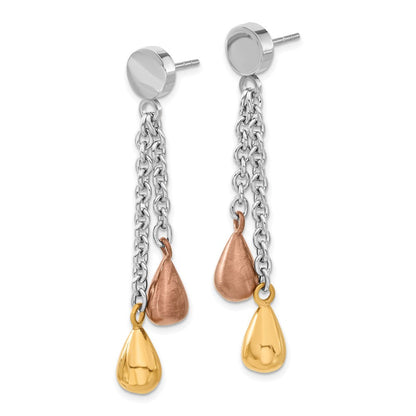 Edelstahl Rose & Braun Ip-beschichtet Teardrops Stecker Ohrhänger