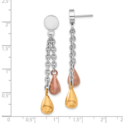 Edelstahl Rose & Braun Ip-beschichtet Teardrops Stecker Ohrhänger