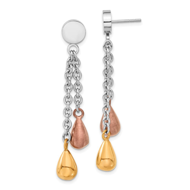 Edelstahl Rose & Braun Ip-beschichtet Teardrops Stecker Ohrhänger