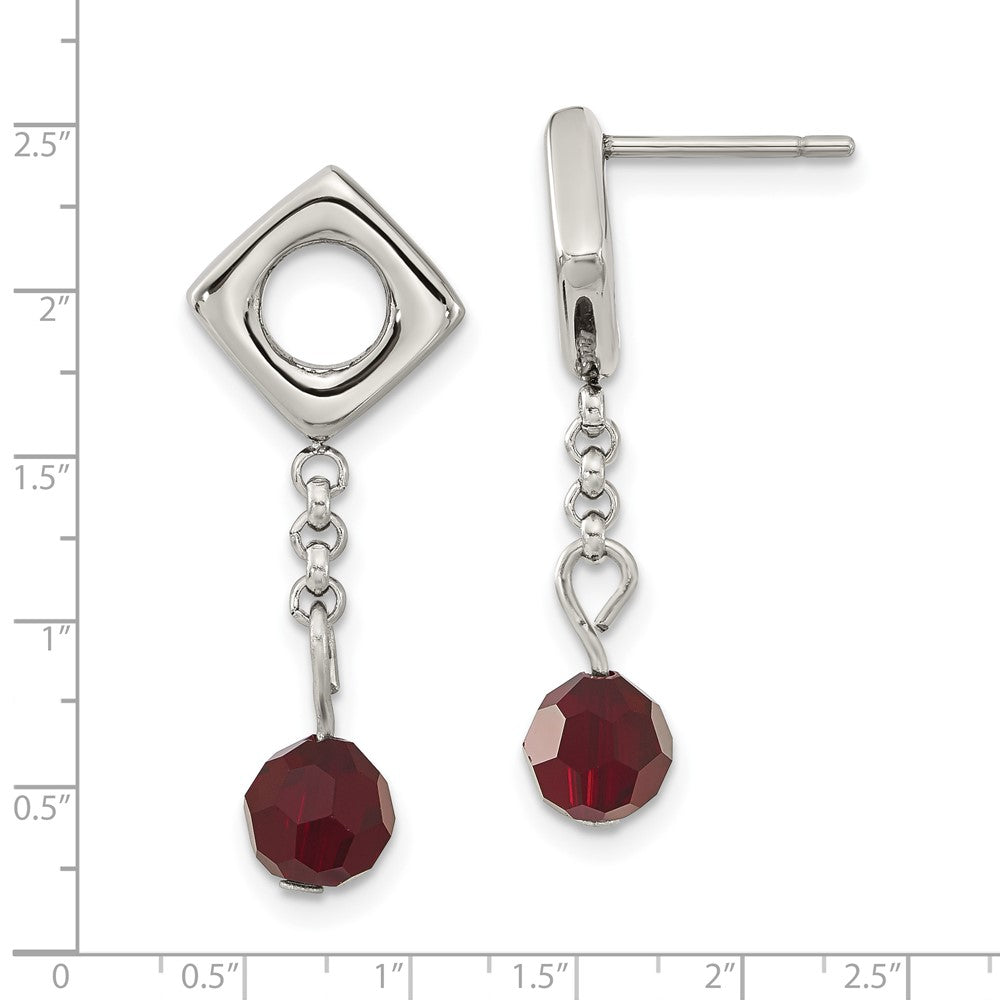 Edelstahl Rot Swarovski Kristall Stecker Ohrhänger