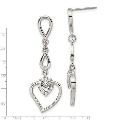 Edelstahl Herz mit Zirkonia Stecker Ohrhänger