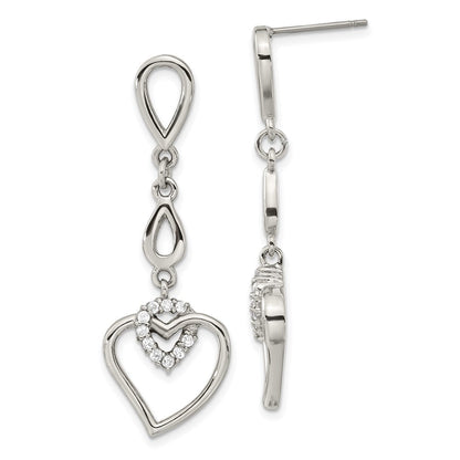 Edelstahl Herz mit Zirkonia Stecker Ohrhänger