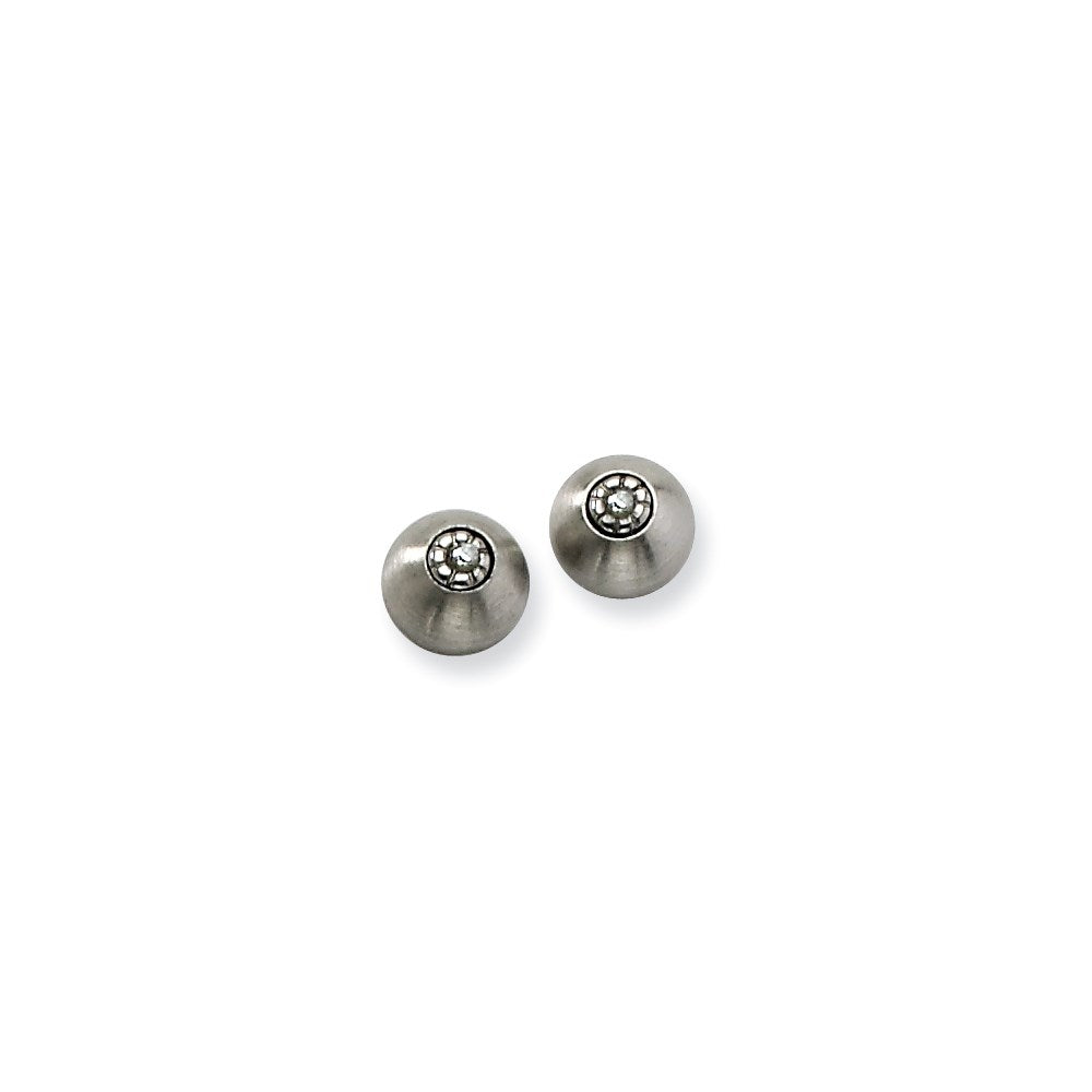 Edelstahl Gebürstet mit Zirkonia Ohrstecker