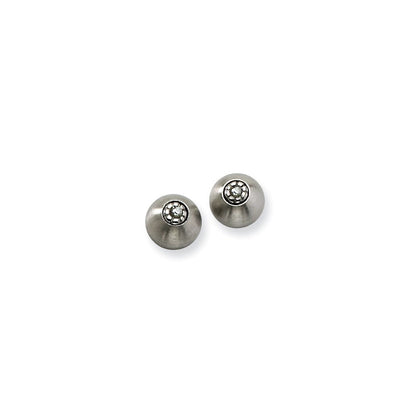 Edelstahl Gebürstet mit Zirkonia Ohrstecker