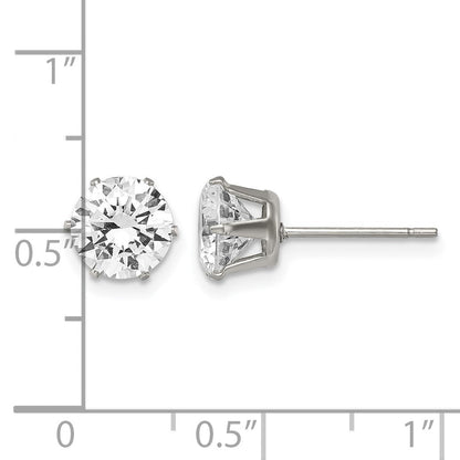 Edelstahl Chisel Poliert 7mm Rund Zirkonia Ohrstecker