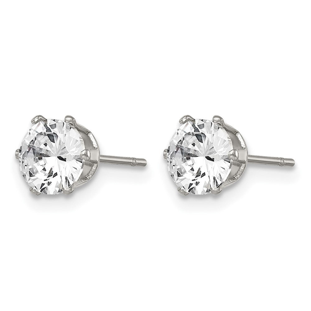 Edelstahl Chisel Poliert 6mm Rund Zirkonia Ohrstecker