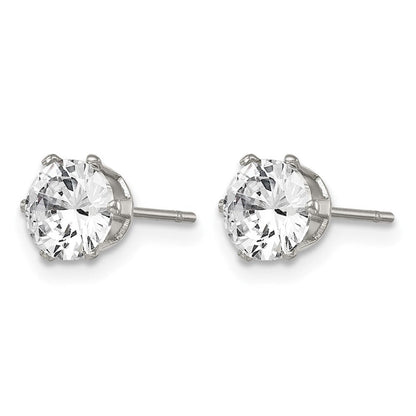 Edelstahl Chisel Poliert 6mm Rund Zirkonia Ohrstecker