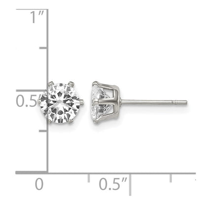 Edelstahl Chisel Poliert 6mm Rund Zirkonia Ohrstecker