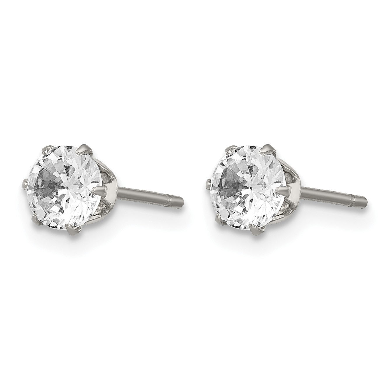 Edelstahl Chisel Poliert 5mm Rund Zirkonia Ohrstecker