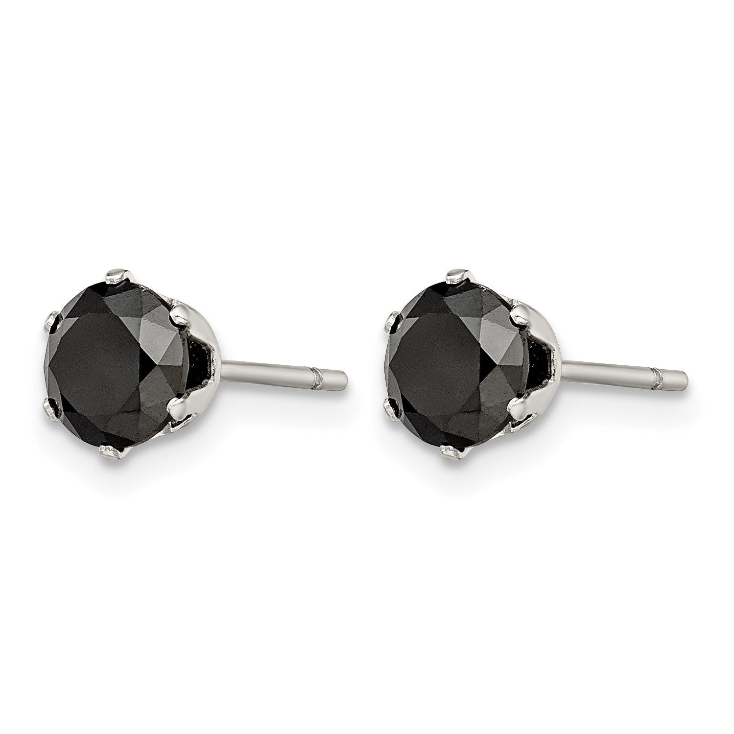 Edelstahl Chisel Poliert 6mm Schwarz Rund Zirkonia Ohrstecker