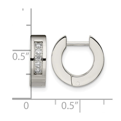 Edelstahl Chisel Poliert mit Zirkonia 4mm Klappbar Creolen