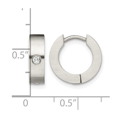Edelstahl Chisel Gebürstet mit Zirkonia 4mm Klappbar Creolen