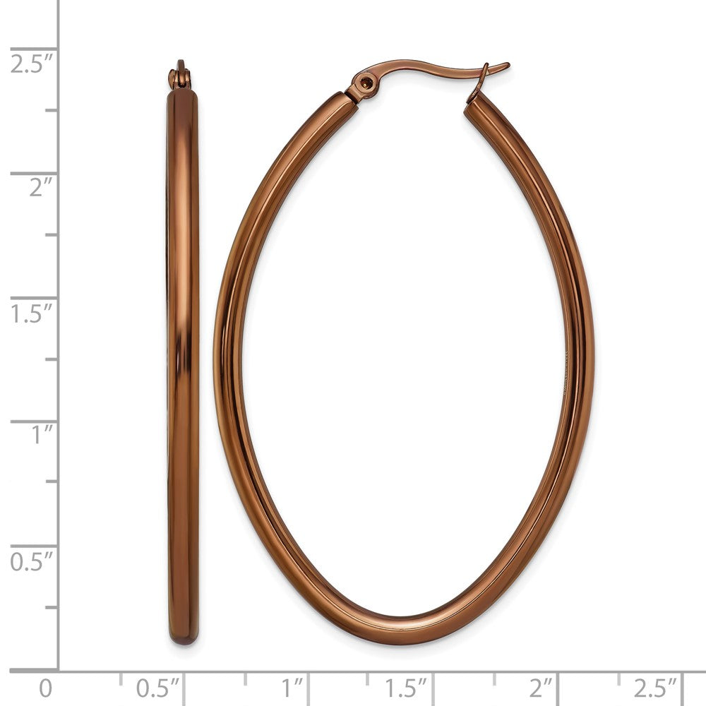 Edelstahl Chisel Poliert Braun Ip-beschichtet 55mm Diameter 3mm Oval Creolen