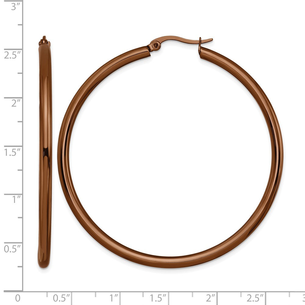 Edelstahl Chisel Poliert Braun Ip-beschichtet 47mm Diameter 3mm Creolen