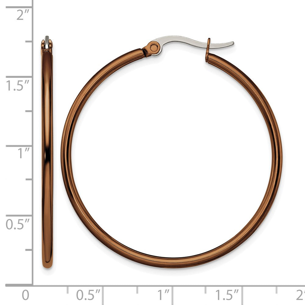 Edelstahl Chisel Poliert Braun Ip-beschichtet 40mm Diameter 2mm Creolen