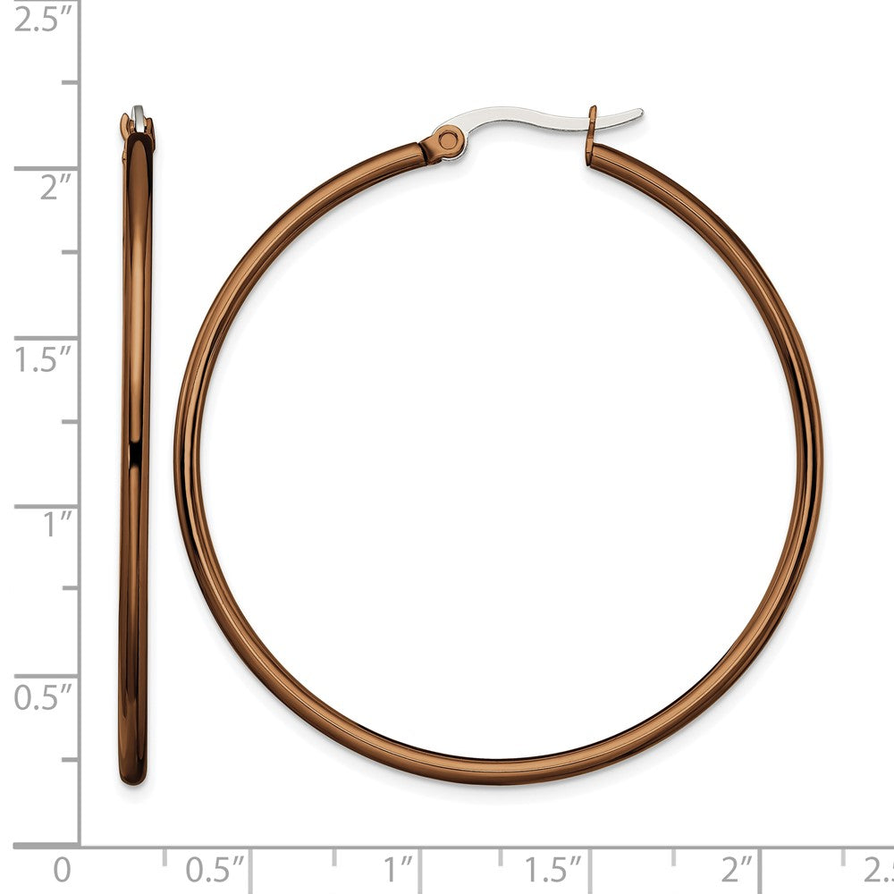 Edelstahl Chisel Poliert Braun Ip-beschichtet 48mm Diameter 2mm Creolen