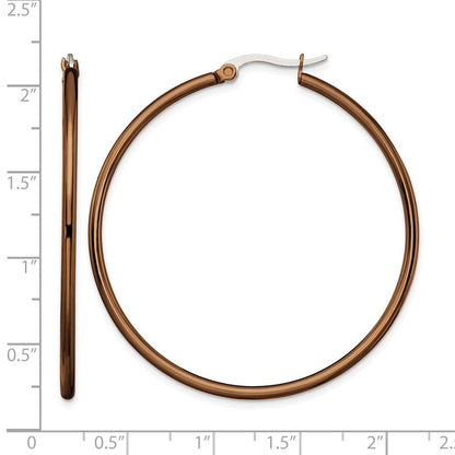 Edelstahl Chisel Poliert Braun Ip-beschichtet 48mm Diameter 2mm Creolen